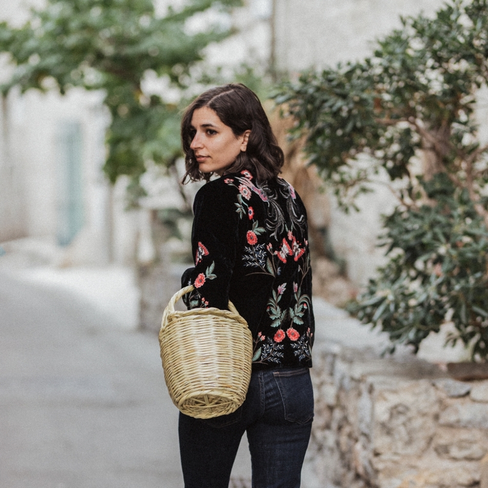Zara Embroidered Velvet Fox Jacket